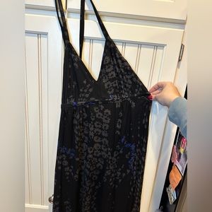 Express Black and Blue Halter Tie Full Length Maxi Dress